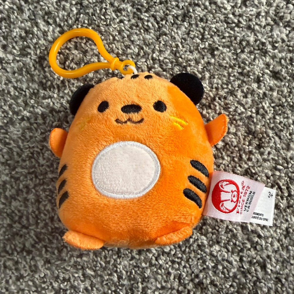 Fiesta Tiger Plush Keychain 3.5" Backpack Clip Soft Toy Orange Striped Animal